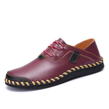 Hommes coutures souple unique respirant occasionnels lacets jusqu'à mocassins de conduite