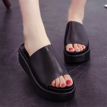 été plateforme plage casual sandales glisser sur la plate-forme pantoufles 