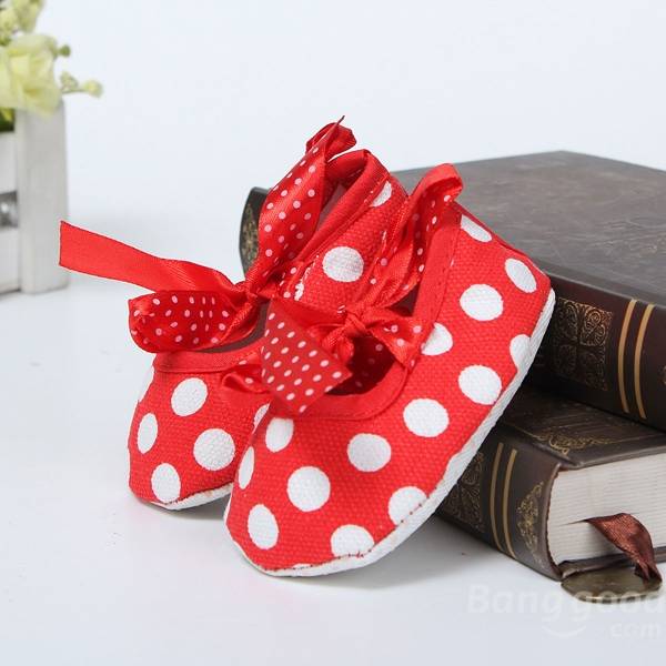 Nouveau-né bébé fille infantile bambin arc dot crèche landau chaussures à semelle souple