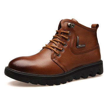 Des hommes nouveaux hiver garder au chaud en cuir haut de coton en peluche de haute confortables bottes de chaussures d'affaires