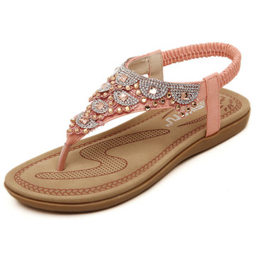 Cristal de Bohème Clip Toe élastique Sandales Plates