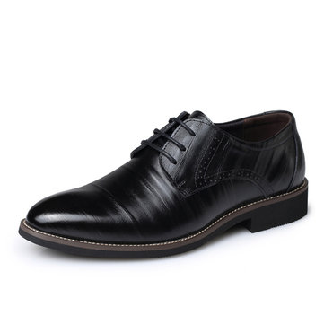 Chaussures d'Affaires Officielles Pointues en Cuir avec Lacet Pour Hommes