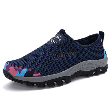 Women& Soft& Slip& On& Casual& Sport Mesh Chaussures plates respirantes
