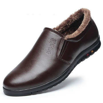 Chaussures d'Hiver Glissées en Laine Doublure en Bout Rond Garde au Chaud