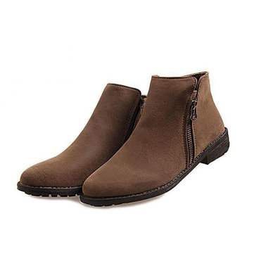 Bottines plates nouvelles femmes dames talon bas millésime double zip zip bottes