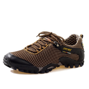 Les hommes du sport en maille plat rond orteil lacets mountaining respirante chaussures casual