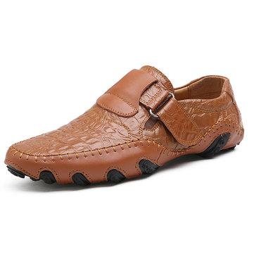 Big& Size& Men& Hook& Loop& Chaussures en cuir véritable Oxfords