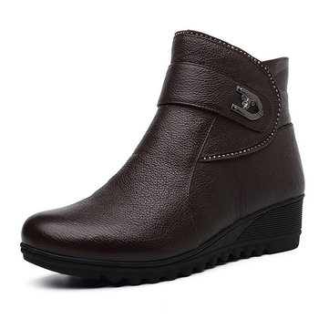 Grande taille femme bottes de tirette de coton d'hiver Bottines compensées en laine court bottes chaussures antidérapantes
