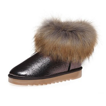 Femmes bottes d'hiver de neige coton plat fourrures bottes bottes courtes anti-dérapant