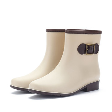 Femmes bottes de pluie occasionnelle imperméable slip anti-dérapant sur ??de courtes bottines