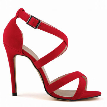 Pompes grande moulants taille cru peep toe talon haut boucle style européen sexy sandales
