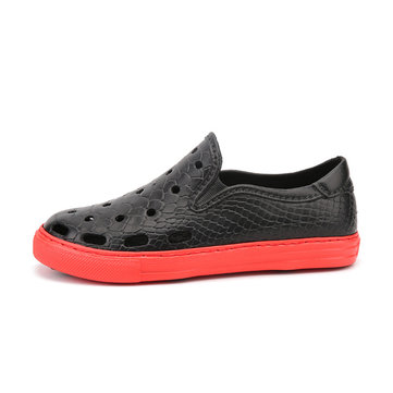 Hommes Hole Casual Soft PU Loafer Slip On Chaussures plates 