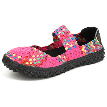 Femmes sandales d'été respirant plateforme tricot chaussures élastiques