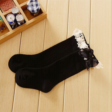 Chaussettes de haute genou bébé filles coton enfants de l'école de la dentelle