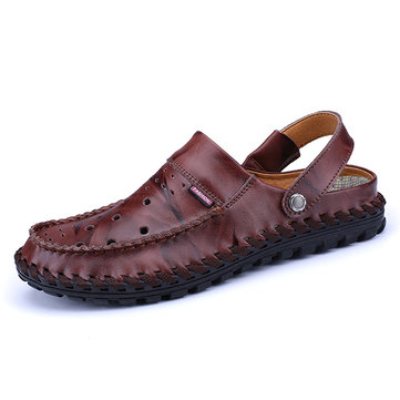 Hommes& Chaussons& en& cuir& respirant& et respirant Sandales