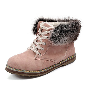 Taille des états-Unis 5-12 Bottes de neige pour femmes Bottines en fourrure Bottes à talons en dentelle