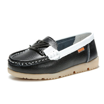 Enfants chaussures casual flats chaussures en cuir à semelle souple glissent sur des mocassins bateau chaussures