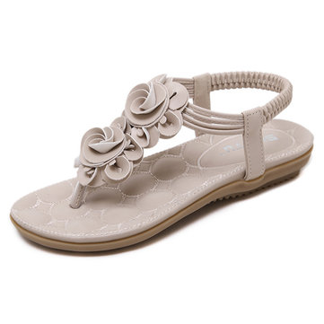 Bohemia Clip Toe Elastic Casual Flat Sandals 