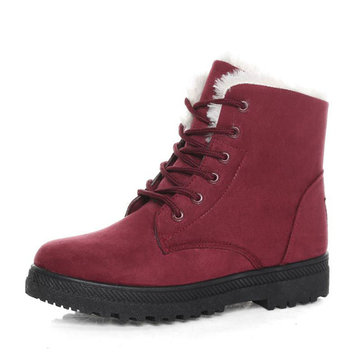 US Taille 5-12 Femmes Hiver Garder Chaude Plaine Bottes  de Neige en Laine Bottes Courtes Chevilles