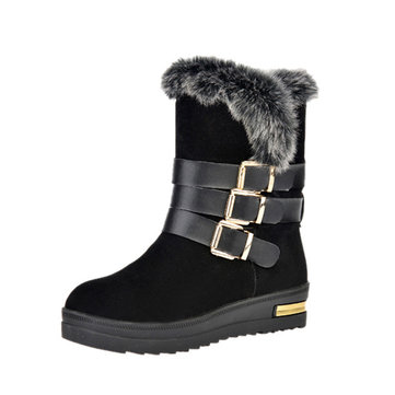 Femmes bottes d'hiver de coton en peluche de plein air décontracté garder au chaud chaussures confortables appartements