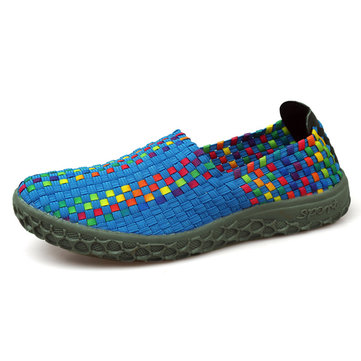 Coloré fait à la main tricoté occasionnel rond orteil athlétique santé chaussures