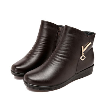 Bottes Femmes Cuir d'hiver Cuir Chaussures Chaussures