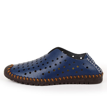 Men Hollow Out Oxfords Chaussures en cuir souple respirant