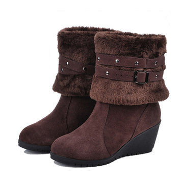 De multiples facons de faux de bottes courtes fourrure doublure cuir nubuck cheville chaud