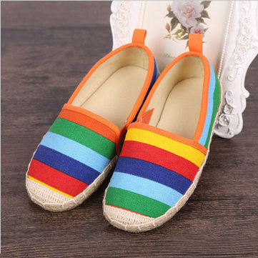 Enfants Mocassins enfants rayés baskets en toile glissent sur appartements garcons filles chaussures