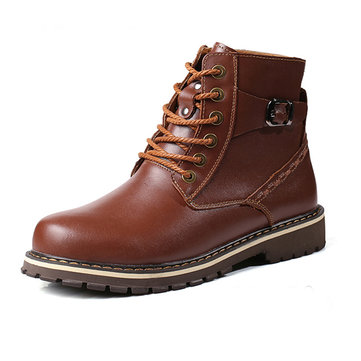Taille nous grande taille bottes de 6.5 à 12 en coton hommes d'hiver lacent des bottes en cuir en peluche