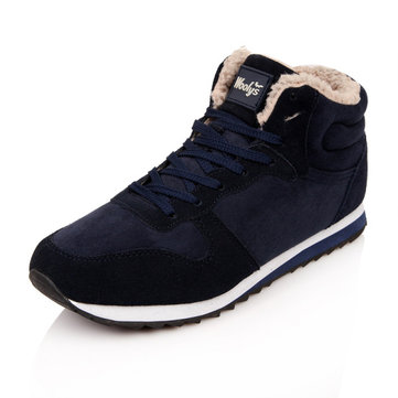 Grande taille lacets doublure en laine chaude ronde chaussures orteil neige occasionnels