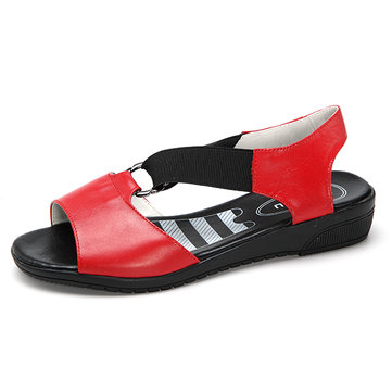Sandales Souples en Cuir Véritable Femme Plates pour Plage au Grand Air