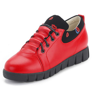 Couleur pure douce semelle dentelle up casual chaussures rond orteil