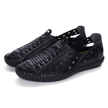 Chaussures& de& plage& en& cuir& véritable pour homme en cuir véritable