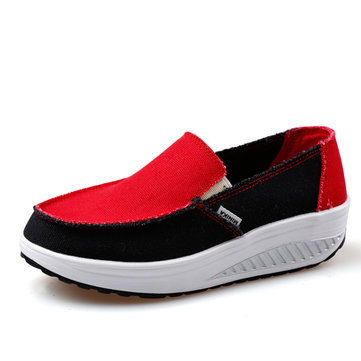 Femmes sport running rocker sole chaussures décontracté slip sur les appartements