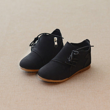 Printemps automne enfants pu cuir faux dentelles bottes à glissière coté à glissière