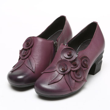 SOCOFY Floral Stitching Casual Soft Sole Chaussures courtes