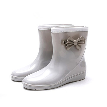 Caoutchouc pvc confortable antidérapante nouvelle mode des femmes slip-on cheville court bottes de pluie