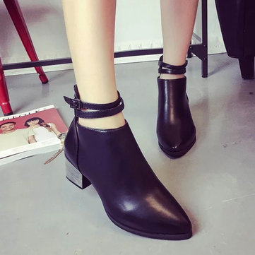 Femmes chaussures casual double ceintures pointues bottes à glissière