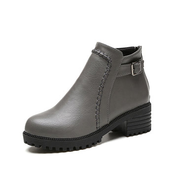 Bottes courtes bout rond plateforme zipper coin de la cheville pour les femmes