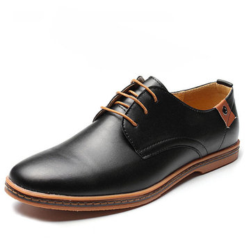 Grands hommes de taille couleur pure lacer européen de style britannique plat chaussures oxford occasionnels