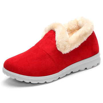 Bottes de neige femmes hiver doublure fourrure garder chaud de coton en plein air chaussures plates